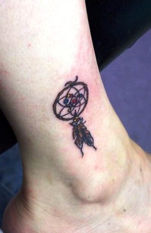 Amazing Dreamcatcher Tattoo On Right Ankle