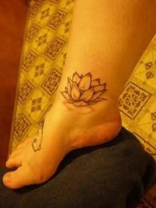 Lotus Tattoo On Ankle For Girl