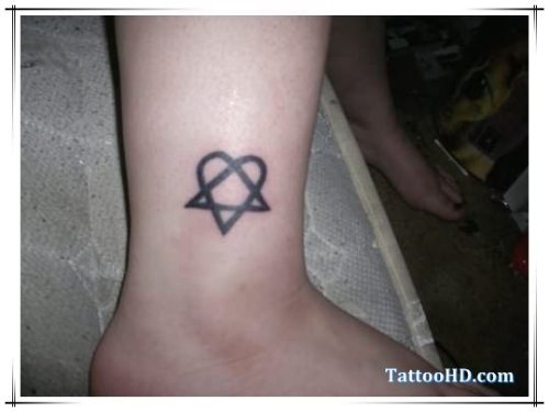 Heart Star Ankle Tattoo