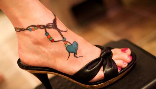 Heart Rosaey Ankle Tattoo