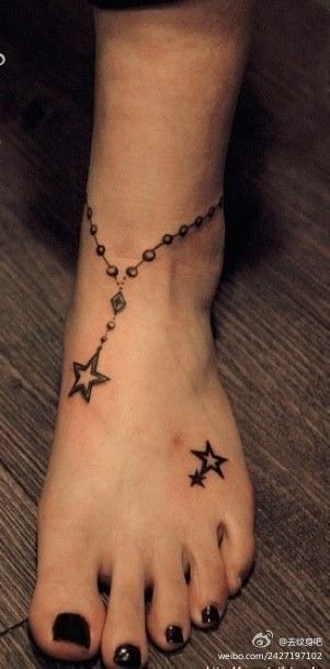 Stars Rosary Ankle Tattoo