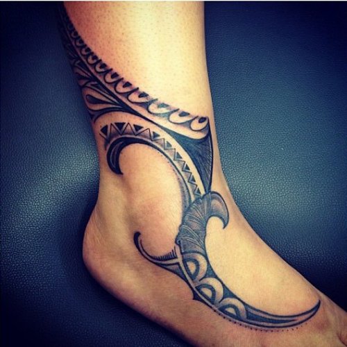 Polynesian Ankle Tattoo Design Idea