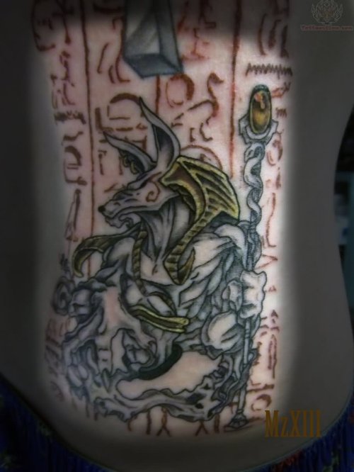 Anubis Tattoo On Belly