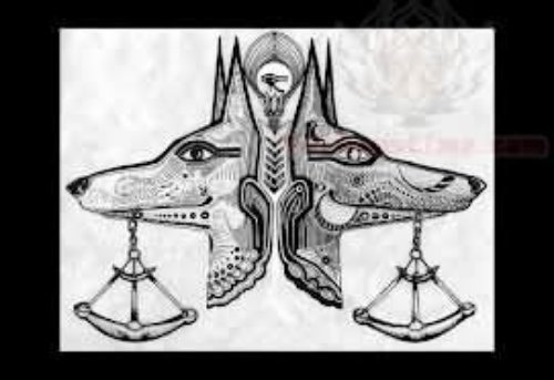 Bastet And Egyptian God Anubis Tattoo Design
