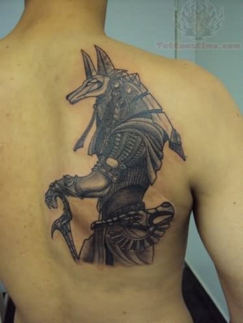 Right Back SHoulder Anubis Tattoo For Men