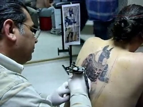 Egyptian God Anubis Tattoo In Process