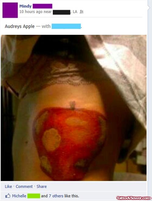 Red Ink Apple Tattoo