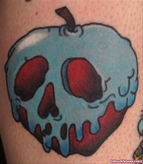 Melting Poison Apple Tattoo On Bicep