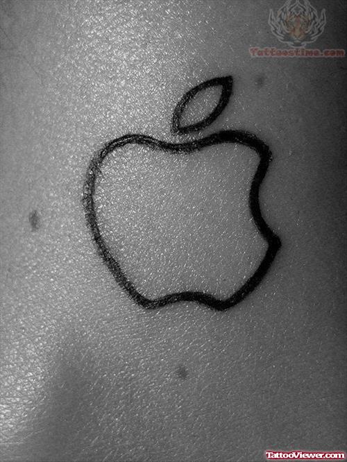 Black Outline Apple Tattoo