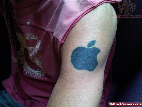 Blue Ink Apple Logo Tattoo For Guys