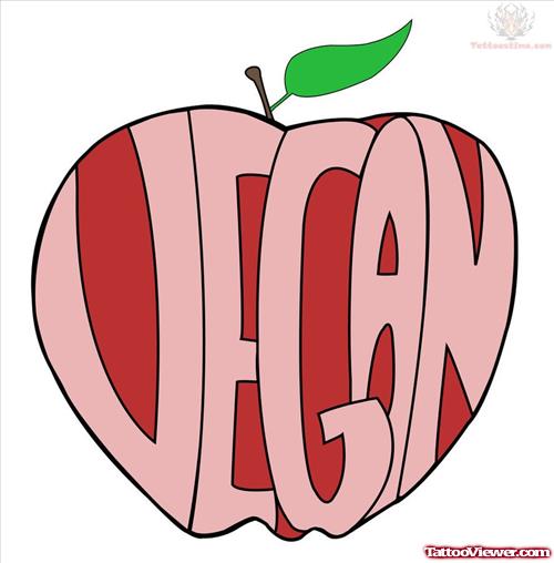 Vegan Apple Tattoo Design