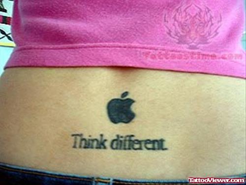 Think Different Apple Logo Tattoo on Stomach