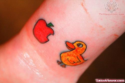 Apple And Duck Tattoo