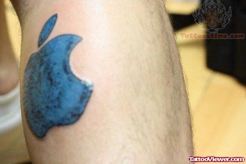 Blue And Black Apple Tattoo