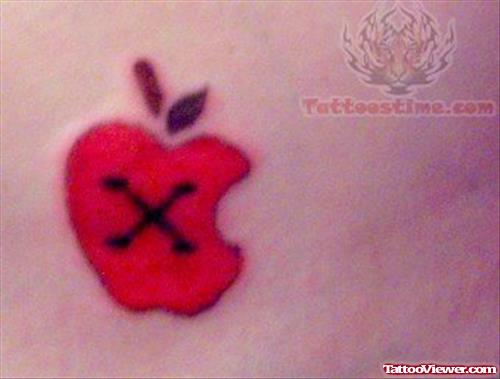 Apple Cross Red ink Tattoo