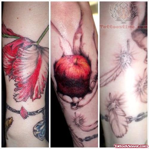 Flower and Eva Apple Tattoo