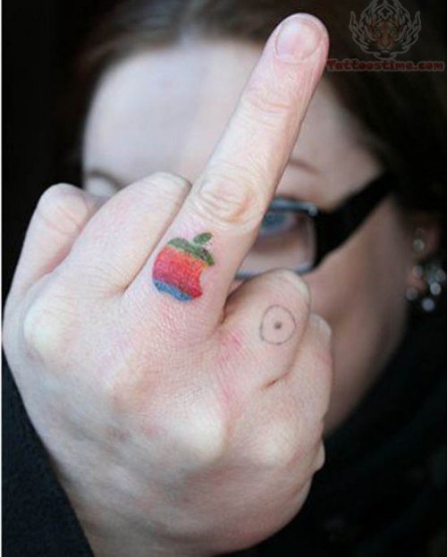 Color Apple Logo Ring Tattoo