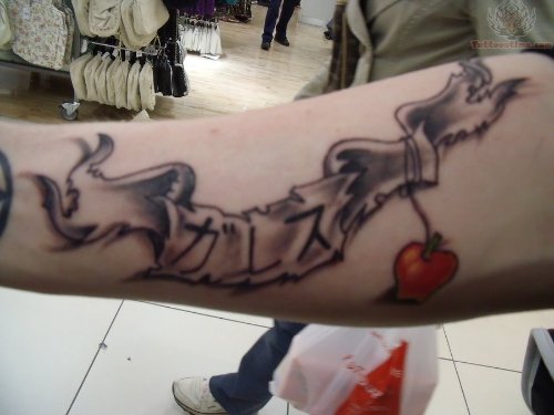 Banner And Apple Tattoo