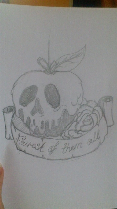 Banner And Poison Apple Tattoo Design