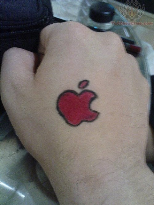 Red Apple Tattoo On Hand