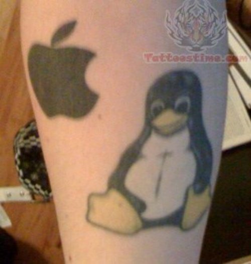 Apple And Penguin Tattoo