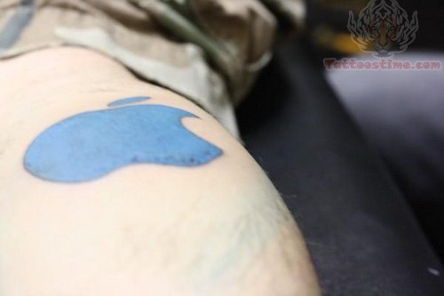 Blue Ink Apple Tattoo