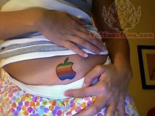 Apple Logo Tattoo On Belly