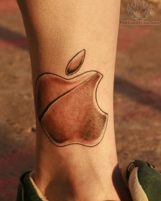Grey Ink Apple Logo Tattoo