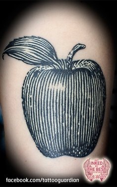 Grey Ink Apple Tattoo Design