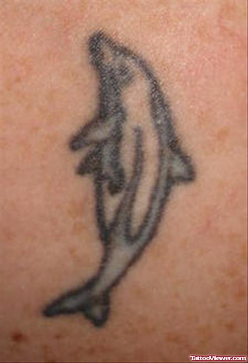 Blue Ink Aqua Dolphin Tattoo