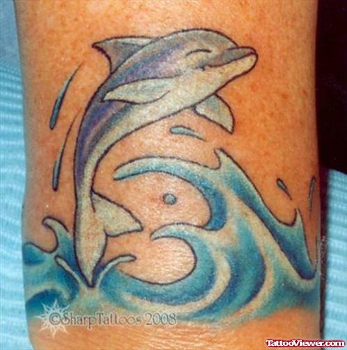 Dolphin In Sea Aqua Tattoo