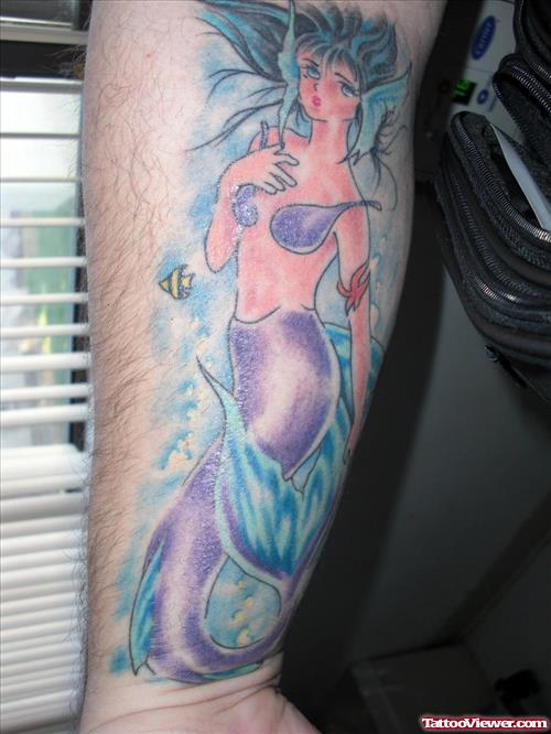 Aqua Tattoo On Right Forearm