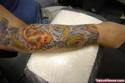 Colourful Aqua Tattoo On Arm