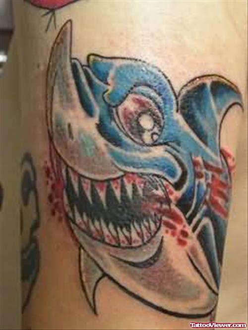 Shark Tattoo On  Muscles