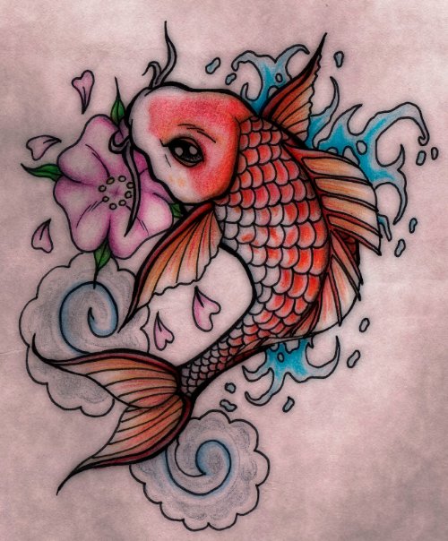 Color Flower And Aqua Tattoo Design