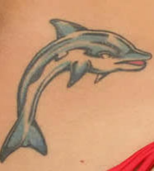 Blue Ink Dolphin Aqua Tattoo