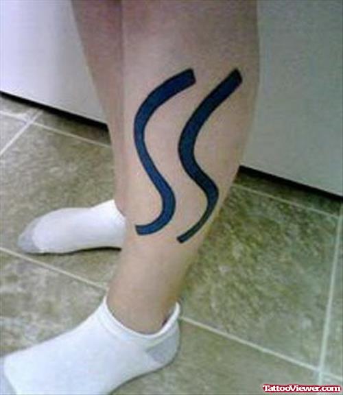 Left Leg Aquarius Sun Sign Tattoo