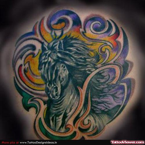 Colored Aquarius Horoscope Tattoo