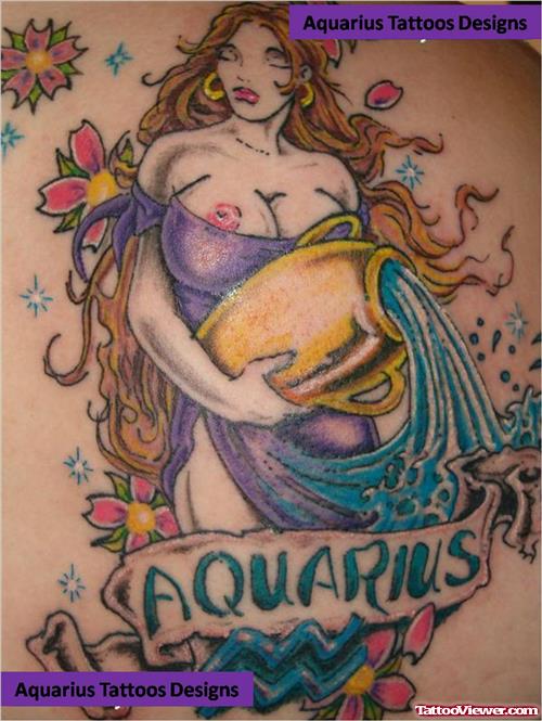Awesome Colored Aquarius Tattoos