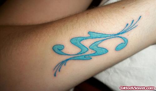 Awesome Blue Ink Aquarius Tattoo
