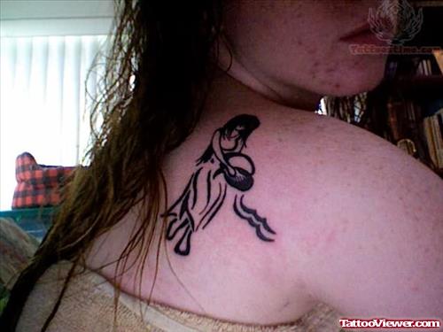 Aquarius Tattoo on Back Shoulder