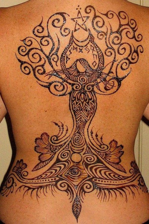 Henna Aquarius Tattoo On Back