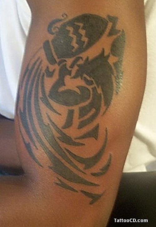 Tribal Aquarius Tattoo On Half Sleeve