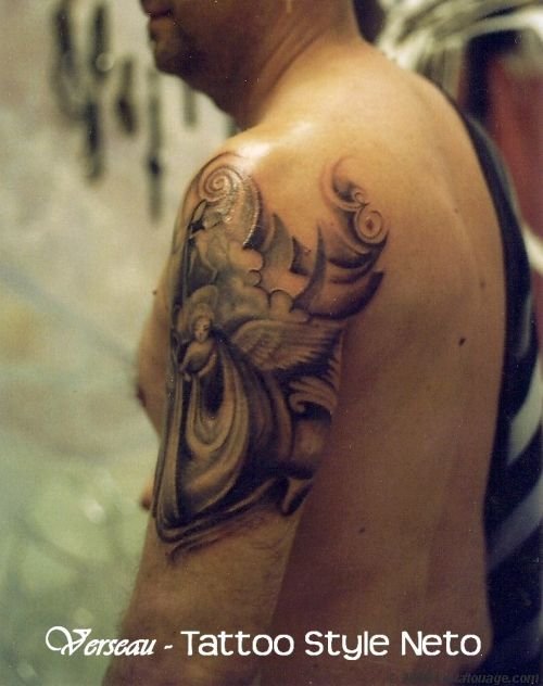 Man Left Half Sleeve Aquarius Tattoo