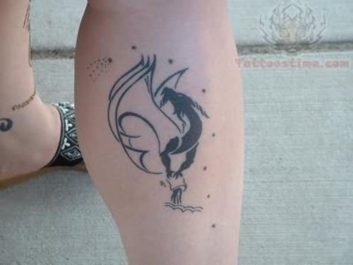 Aquarius Tattoo On Leg
