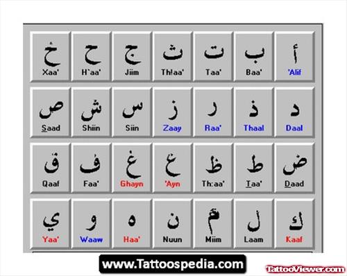 Arabic Symbols Tattoo Design