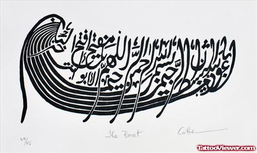 Latest Black Ink Arabic Tattoo Design