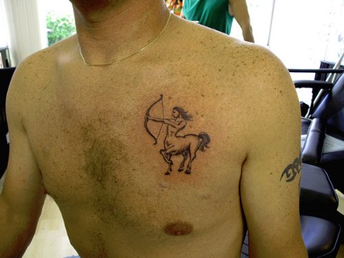 Archer Tattoo On Man Chest