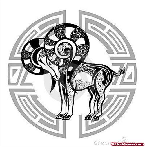 Awesome Zodiac Aries Tattoo Design