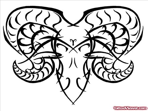Amazing Tribal Aries Tattoo Design